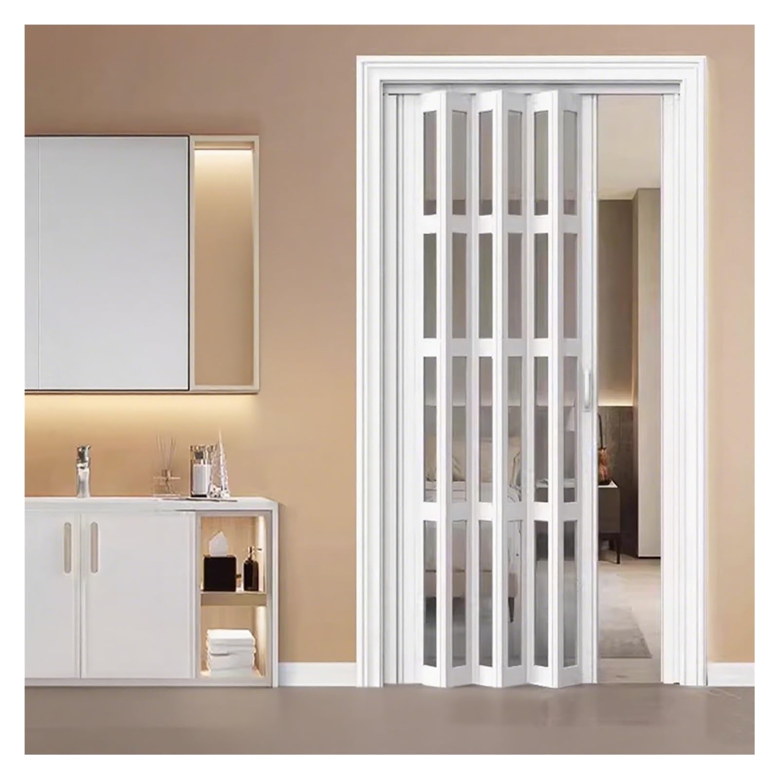 Porte pliante accordéon 193 cm : fixations faciles pour séparer de grandes pièces