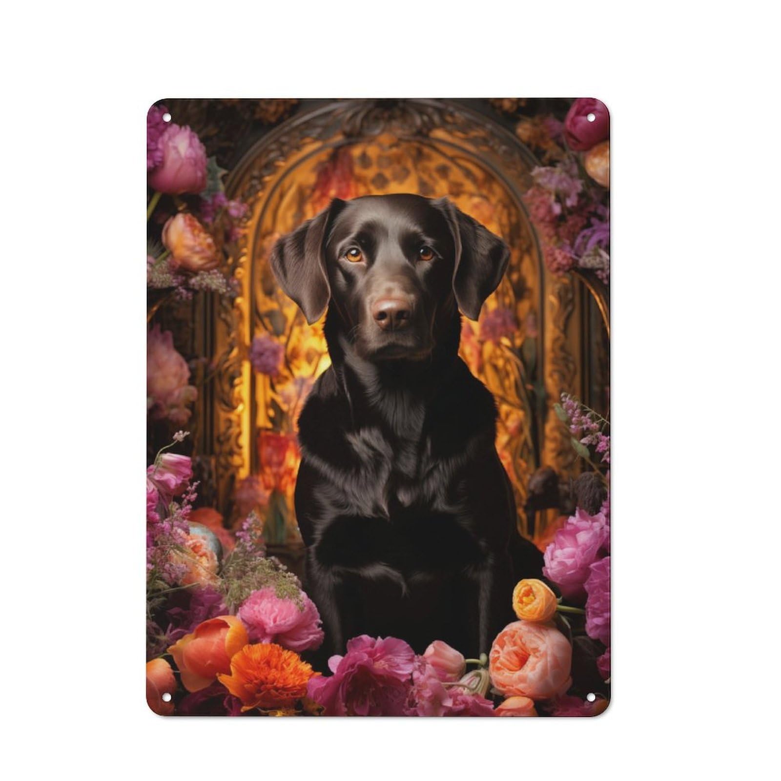 Chocolate Labrador Tin Wall Plaque 40x30cm, Barn Style Rustic Kitchen Decor for Farmhouse Kitchen, Pantry Or Dining Area
