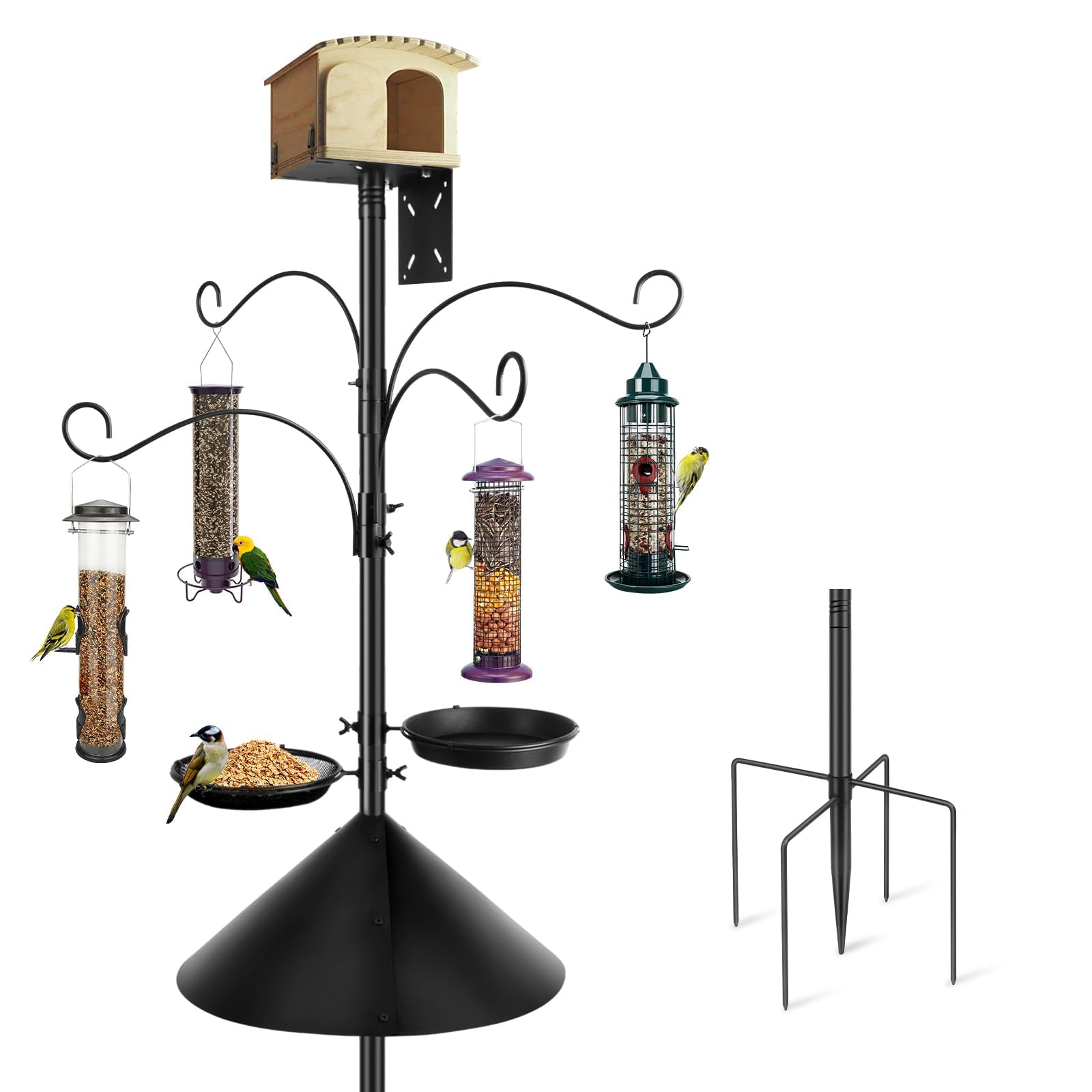 Mangeoires à oiseaux - Station de suspension en métal robuste - 232 cm de haut - Pour attirer les oiseaux sauvages