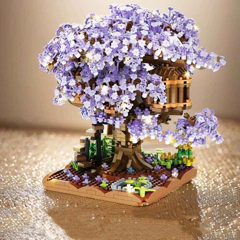 Aazon.co: Vziio Cherry Blosso Bonsai Tree Building Set, Ideas Rainbow Treehouse Set For