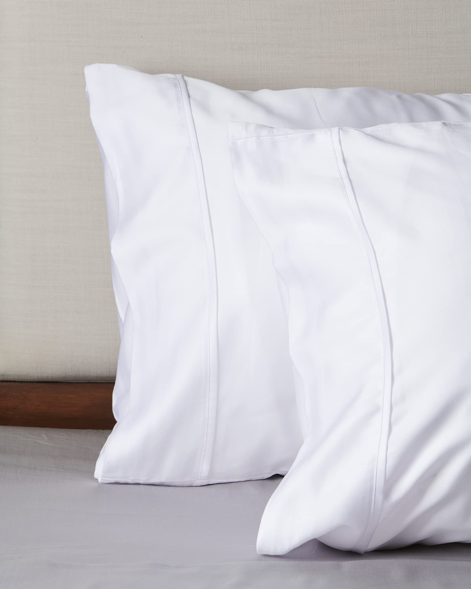 WeddinglyCertified 100% Tencel Lyocell |Sateen Weave|True Carbon Zero|Gentle to Skin|Genuity Tags Included|Natural Sheen|Body Temp Regulation|Austrian Eucalyptus(King Pillowcases,White)