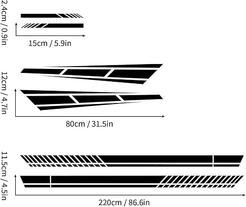 Miniatura 2 de 6 piezas de calcomanías personalizadas para el espejo retrovisor con diseño de rayas de vinilo, accesorios adecuados para todos los vehículos, SUV,
