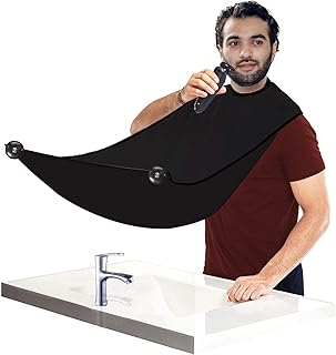 Avental de barba de babador de barba, apanhador de aparas de cabelo de barba para barbear e aparar, apanhador de barba de barbear masculino, capa de barba antiaderente, com ventosas fortes, melhores presentes para homens pretos