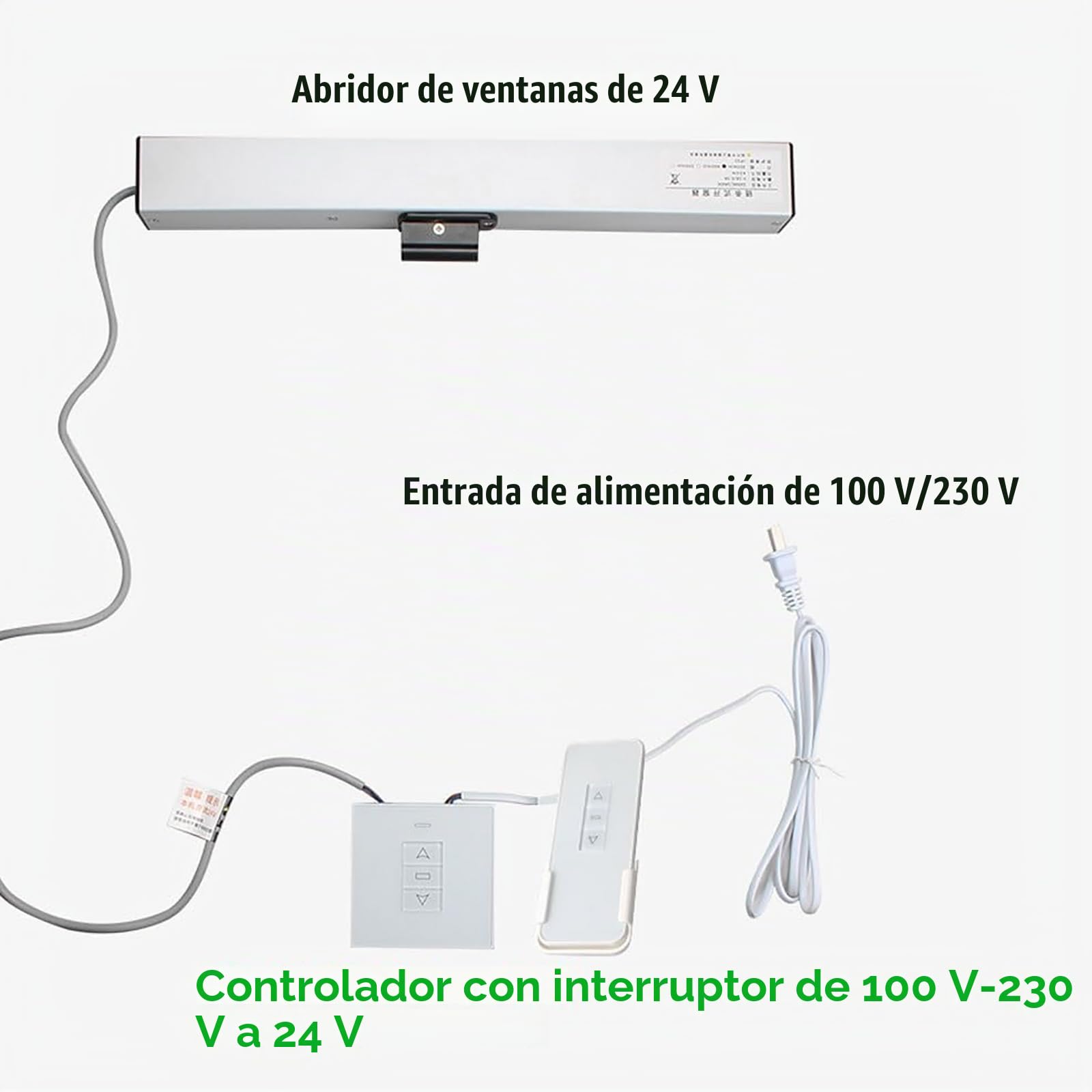 Actuador De Apertura De Ventana Eléctrico, Motor De Empuje De Ventana con Cadena Inteligente, Control Remoto Inalámbrico/Botones Controlados,500mm