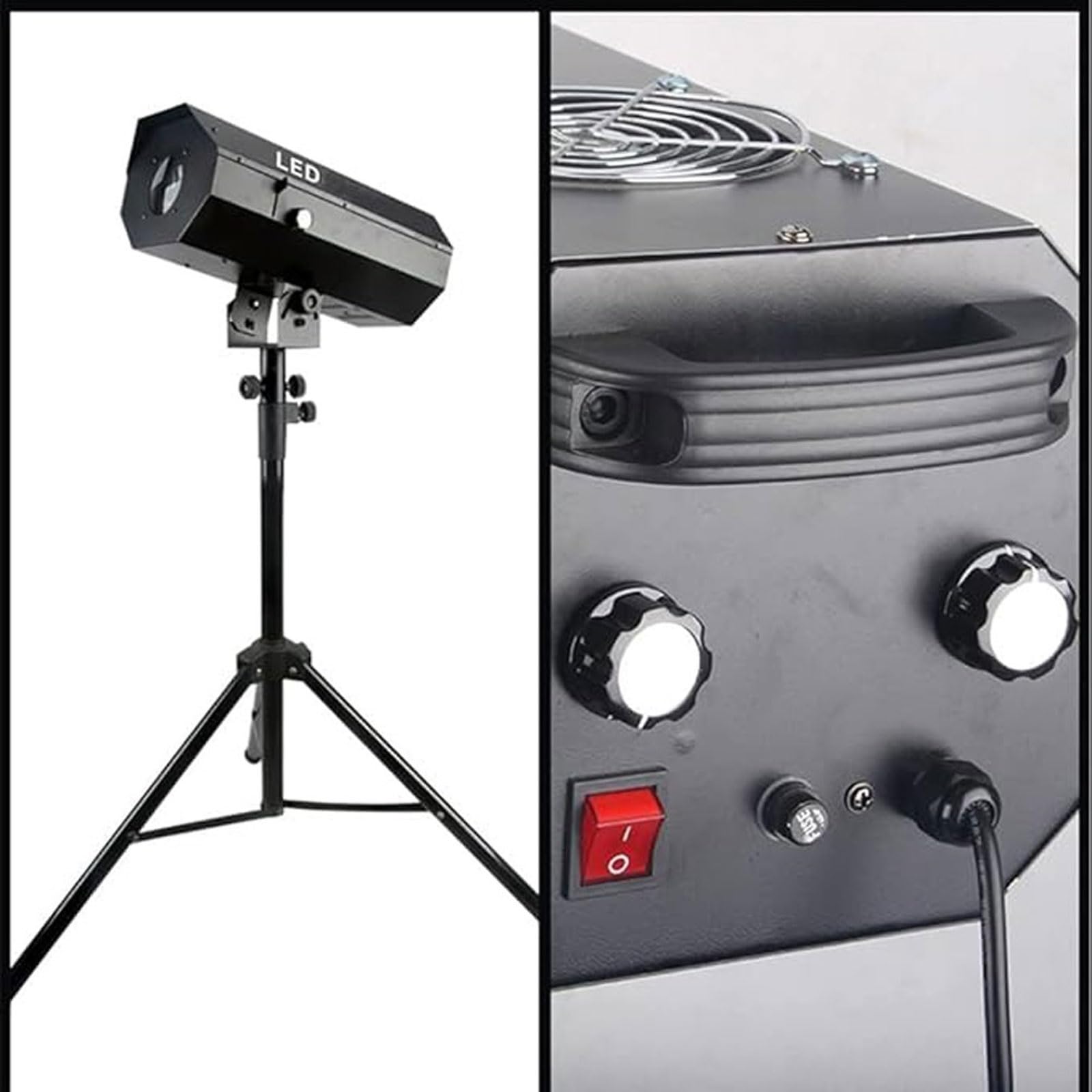 Światło punktowe LED o mocy 200 W ze stojakiem, 5-kolorowy reflektor | Sterowanie ręczne, regulowana wiązka, oświetlenie sceniczne, lampa punktowa, profesjonalne oświetlenie sceniczne na imprezy