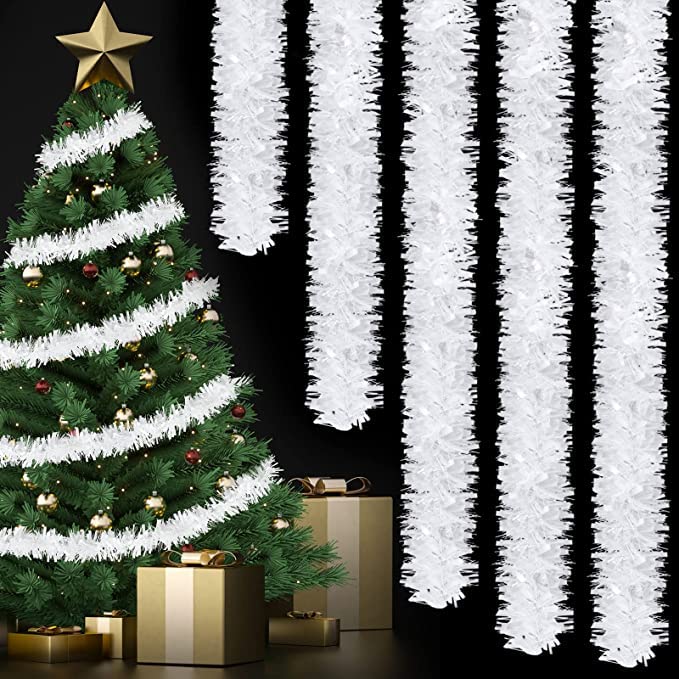 Buy 5 Pieces 29 FT Christmas Tinsel Garland White Tinsel Garland White