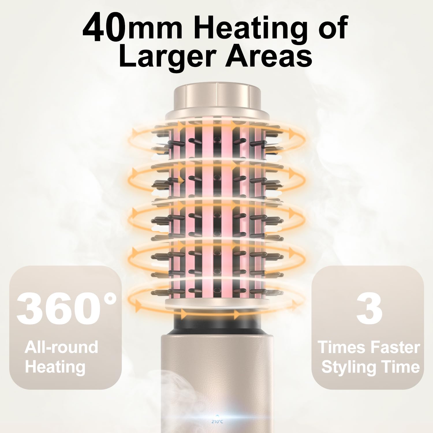 Brosse Thermique sans Fil, Brosse Chauffante Céramique avec 4 Températures Réglables, Portable Rechargeable Fer à Boucler, Brosse Ronde Chauffante pour Coiffante de Voyage