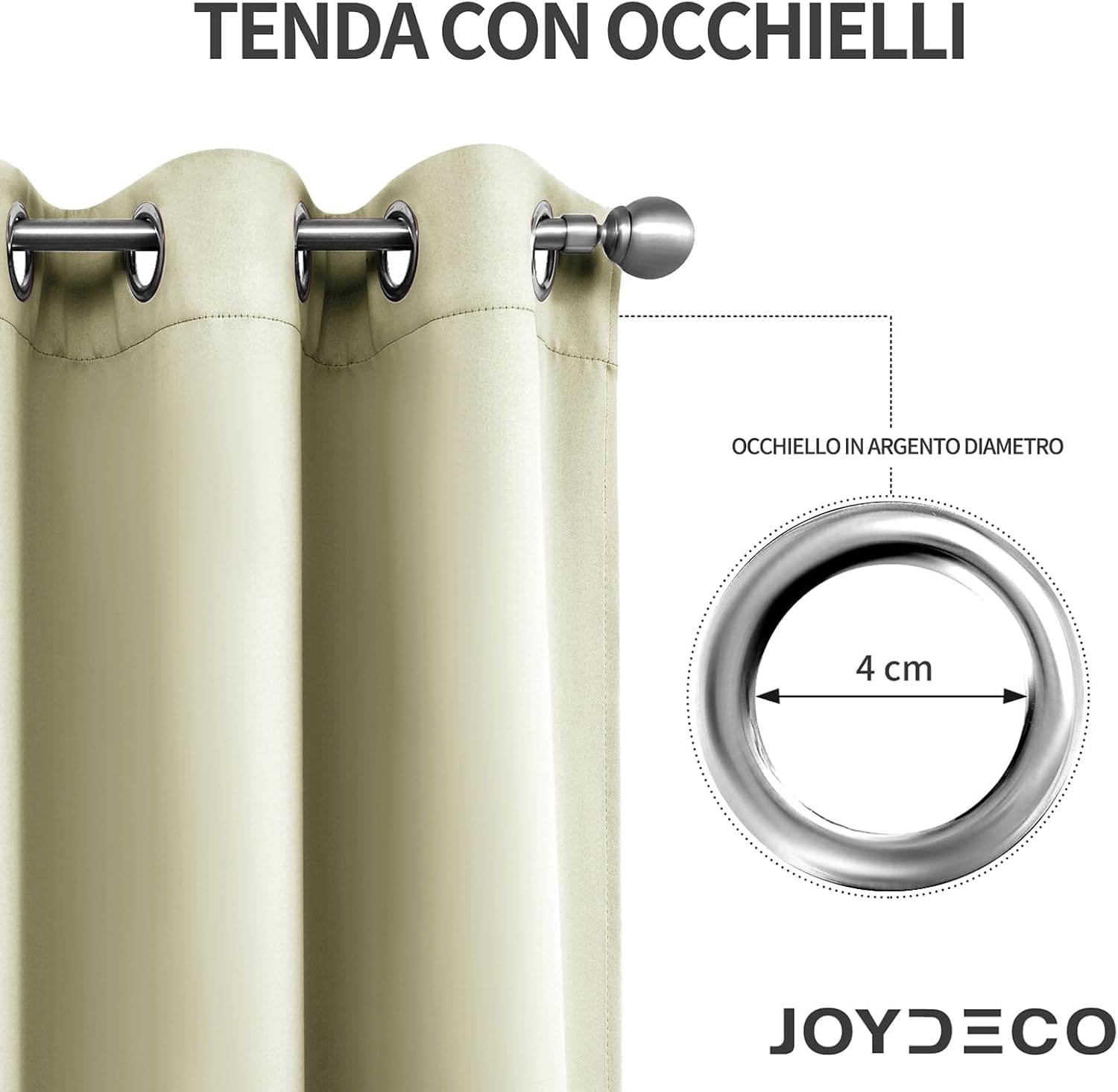 Joydeco Tende Oscuranti per Interni 2 Pezzi, Tende Termiche con Occhielli per Soggiorno Moderne, Cameretta Bambini, Camera da Letto Blackout Curtains (Beige Chiaro, 2xL117xA137)