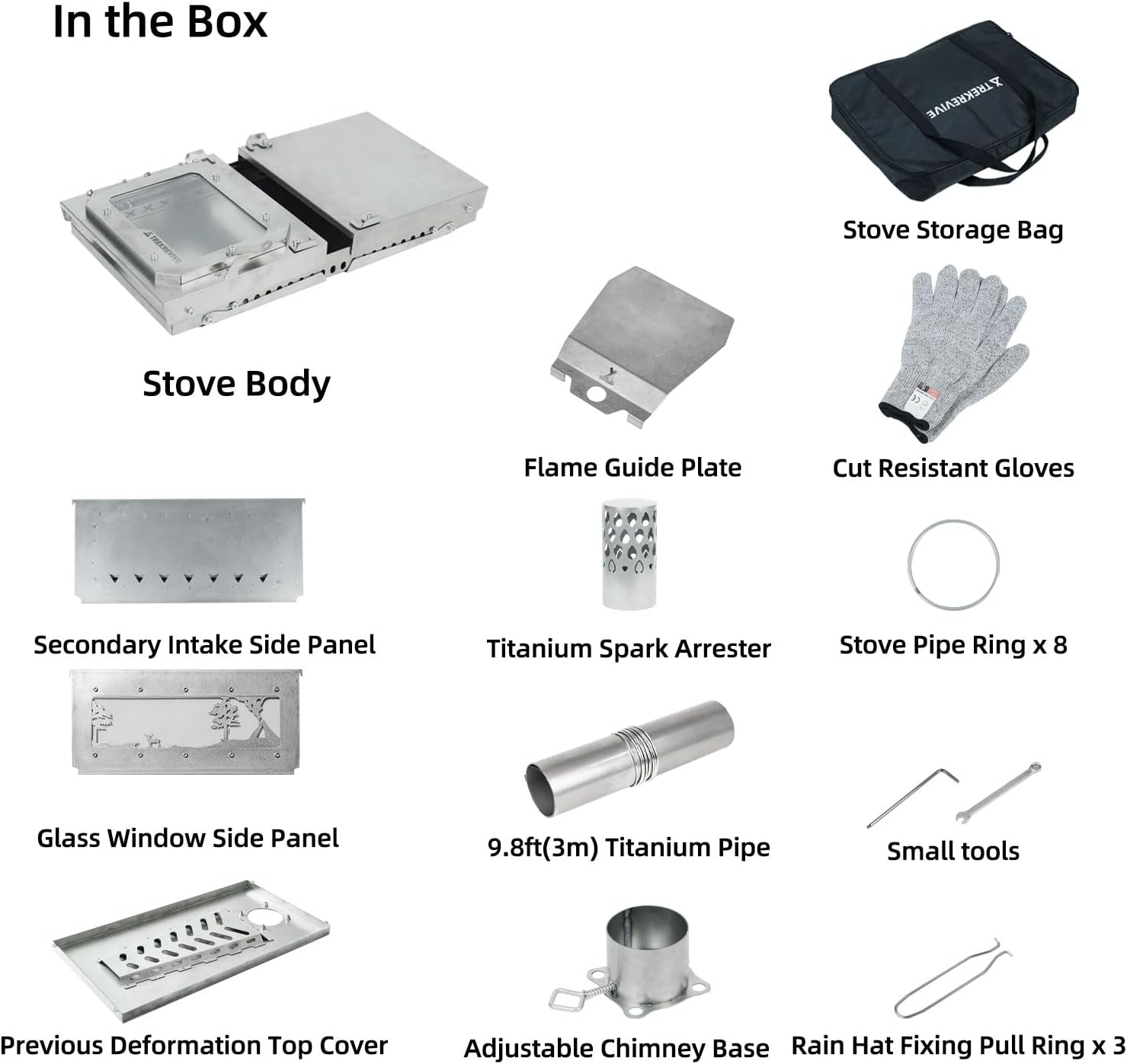 RIDGE Titanium Hot Tent Stove, Portable Folding Tent Wood Burning Stove with Secondary Air Intake, Ultralight Small Wood Stove, Perfect for Backpacking, Hiking, Bushcraft, Winter Camping
