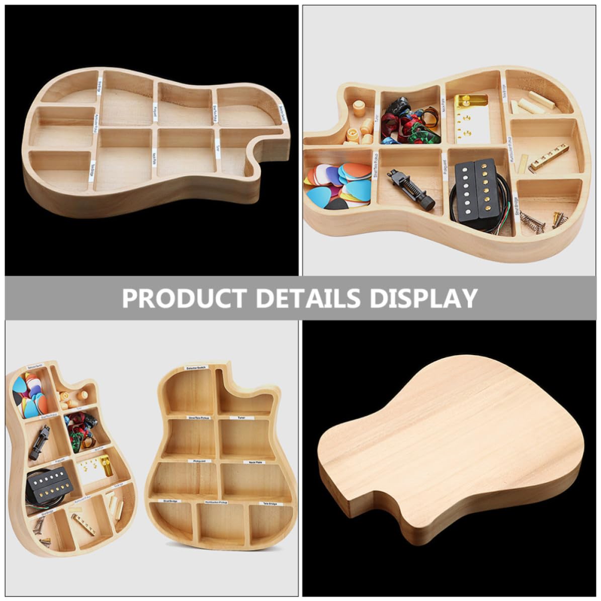 HOMSFOU Bois Boîte de Rangement Modèle L830, pour Médiators Guitare Khaki