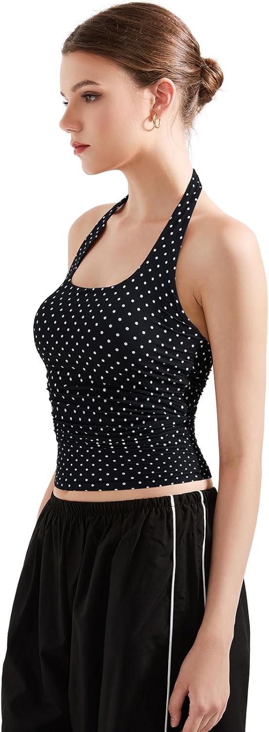 SUUKSESS Women Halter Tank Tops Double Lined Backless Y2K Trendy Going Out Tops - Image 3