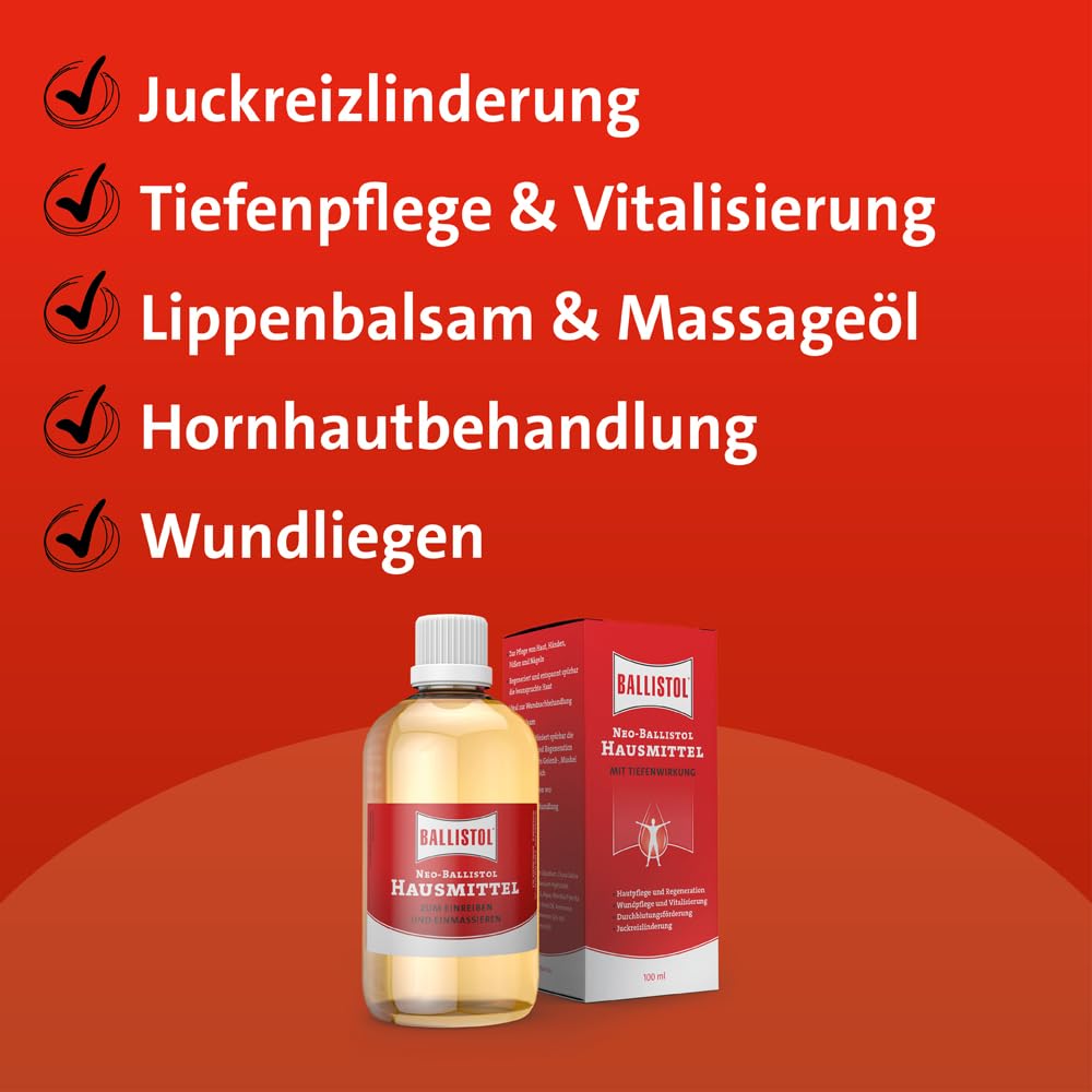 BALLISTOL 26240 NEO-BALLISTOL Hausmittel 1L – Massageöl zum Einreiben, Einmassieren –Wundbehandlung, Desinfizierend