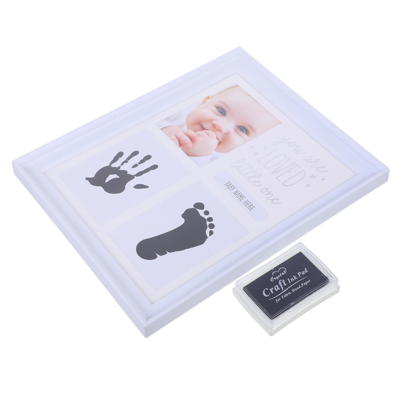 Toyvian 4 sztuki na zdjęcia Oh odcisk dłoni rzeczy chłopiec odkrywanie ogłoszenia ciąży ogłoszenie imię baby shower pierwsze nadruki dla noworodka odzież dla niemowląt płeć ABS biała