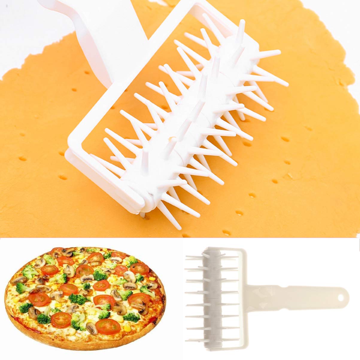 DOITOOL Punch Tool Pizza Dough Roller Docker Helps Cook Thin Crust Pizza Uniformly and Prevents Dough from Blistering Challah Bread Plastic Drum