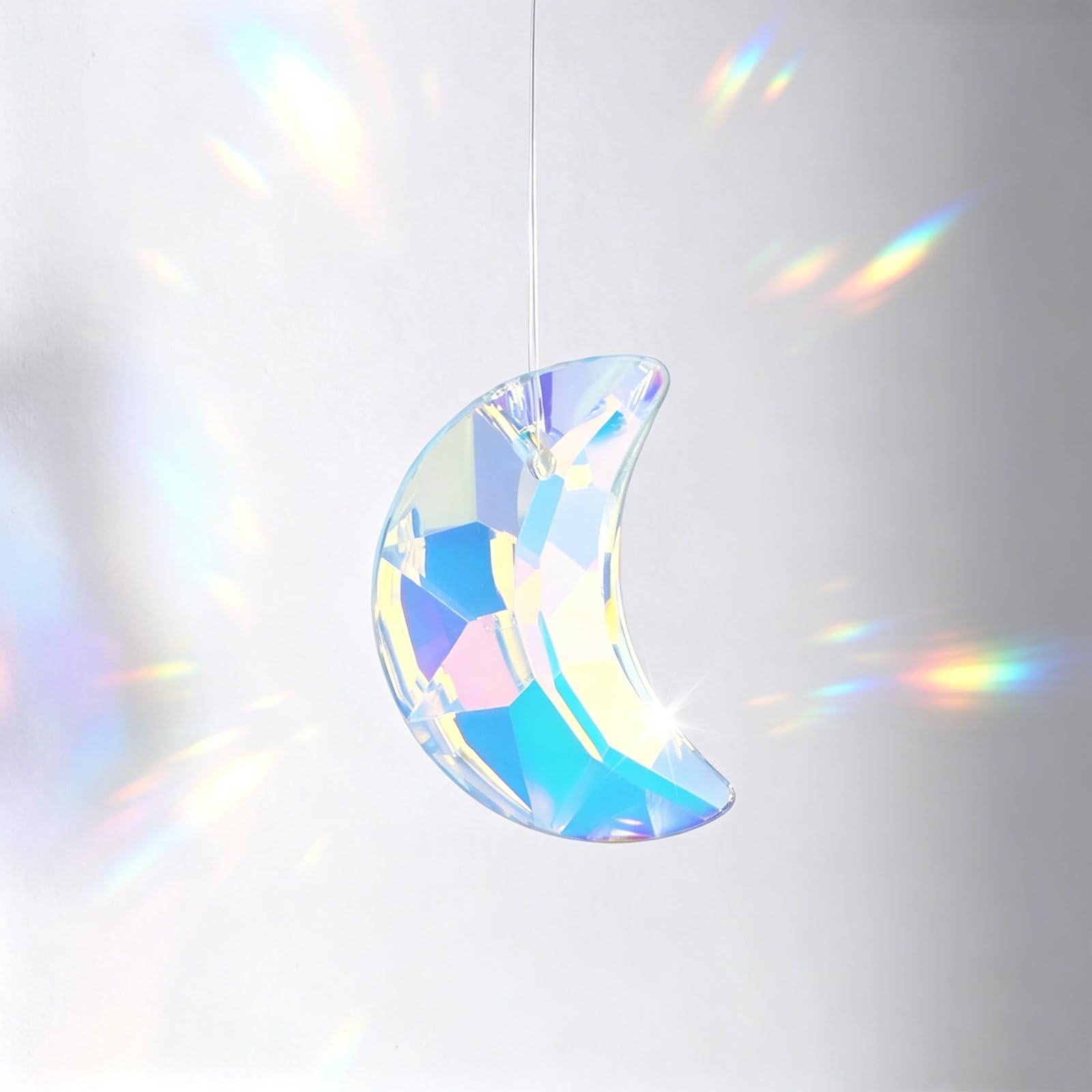 M METERXITY 10-Pack Colorful Garden Suncatchers, 1.2 Inch Crystal Hanging Crystals for Windows, Moon Glass Suncatcher for Indoor and Outdoor Decoration [Sky Blue]