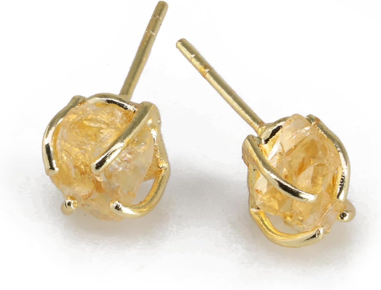 Aura - Birthstones Claw Studs Natural Gemstone Handmade Gold Plated Brass Pushback Studs Stone approx Size 10 * 8 mm