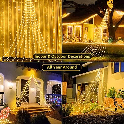 yowin Christmas Tree Lights 20 Strands 408 LED Christmas Tree Net Lights Mains Powered, 8 Modes Waterproof Waterfall String Lights for Xmas Tree Garden Wall Indoor Outdoor Decorations (Warm White)