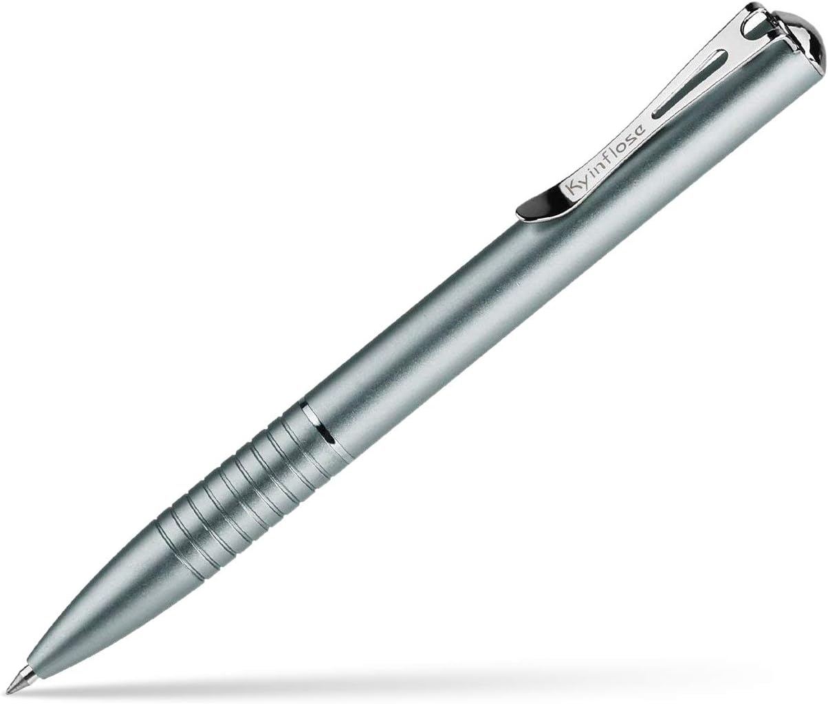 Black Ink Pens, Kyinflose Smooth Gel Ink Metal Twist Roller Ball 0.5mm Black Pen Set(0.7mm Black & Blue Pen Refills), Fine Point Gift Pens for Man/Woman, Grey