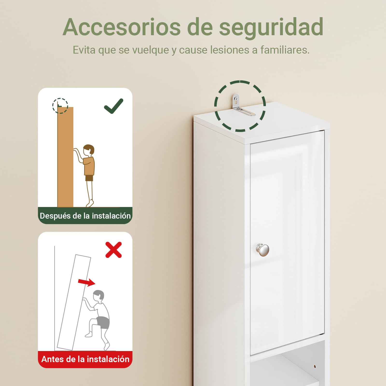 SoBuy Blanco Brillante Mueble Baño Estrecho Armario Columna 20x20x180cm | Estantería de Baño Alta con Cajón y Balda Ajustable Armario Auxiliar BZR167-GW