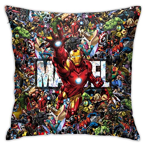 18x18 Super Hero Iron Man Throw Pillow Covers Decorative Case Square Cushion Gift for Boys Girls Kids Friends and Home Decor