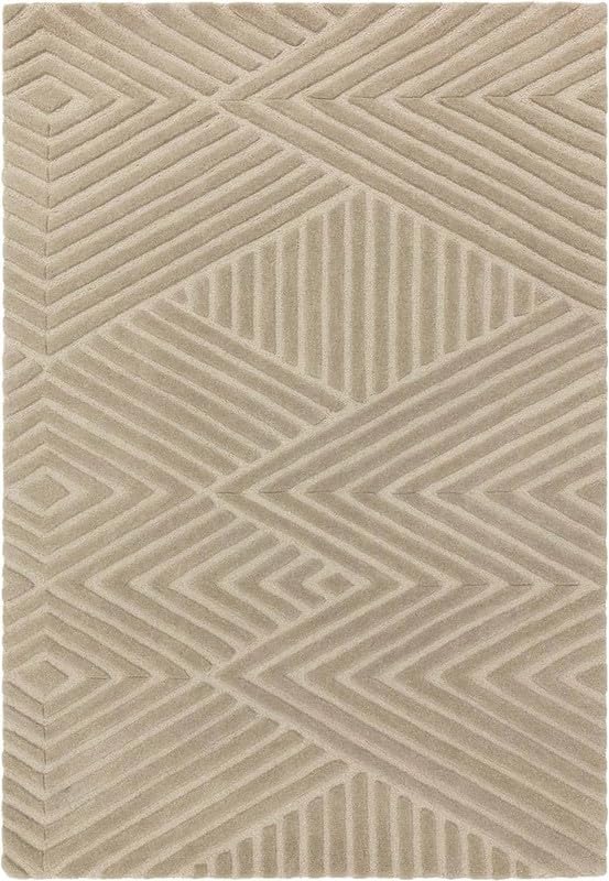 Image of Hand Tufted Modern Design Exported Collection High Low Pattern Wool Carpet for Living Room, Bedroom & Hall (Beige G, 9 x 12 Feet)