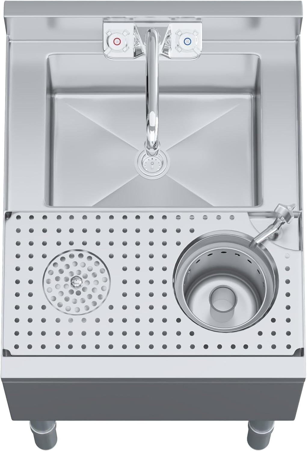 Mixology Station 22” x 18” Heavy-Duty 18-gauge 304 Stainless Steel - Underbar Hand Sink with Glass Rinser and Dipper Well – NSF Certified