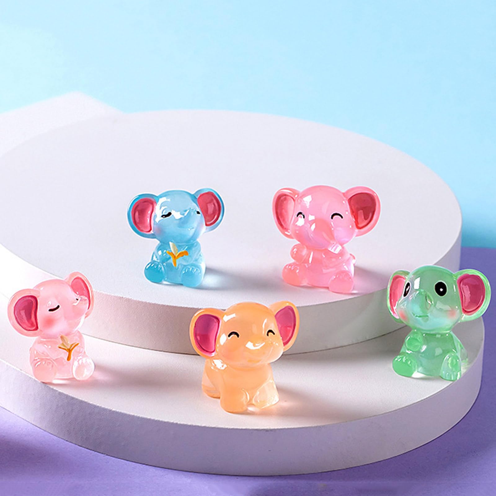24 Mini Elefanti In Resina Che Si Illuminano Al Buio - Set 6 Pose Diverse, Perfetti Per Decorazioni Giardino, Terrari, Torte E Progetti Creativi