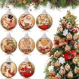 Outus 16 Pcs Christmas Tree Ornaments Ball Vintage Christmas Decorations for Tree Vintage Style Santa Claus Snowman Hanging Ornaments Farmhouse Home Fireplace Decoration Holiday Party Favors