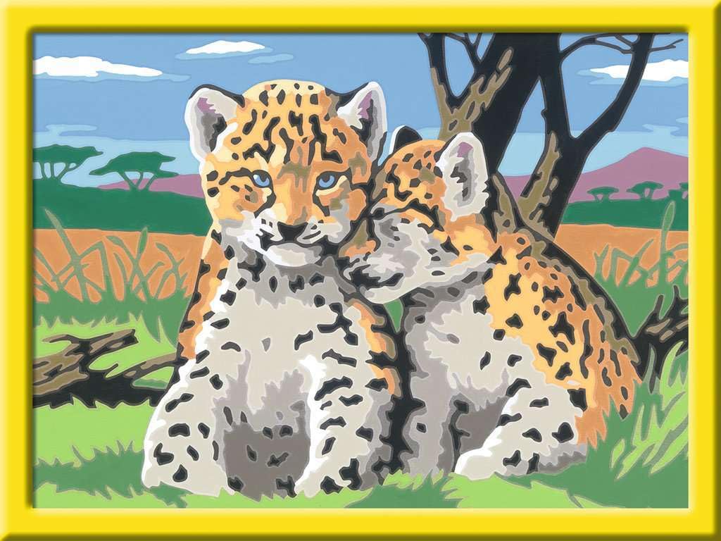 Ravensburger CreArt 28486 - Little Leopards - dipinto con numero per bambini dai 9 anni in su, set di pittura con cornice, pennello e colori acrilici, regalo per ragazze e ragazzi