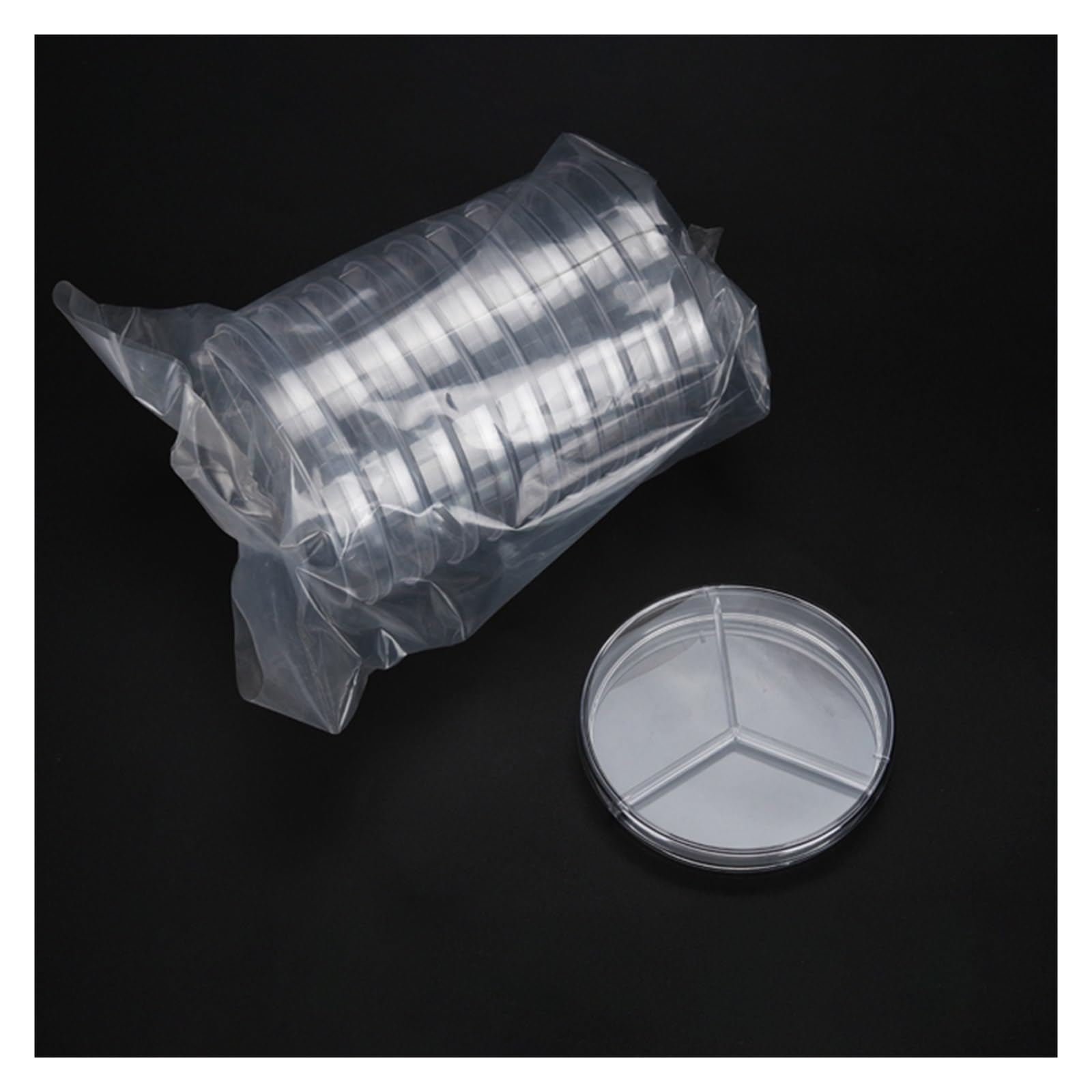 MENGKE 80 Unids/lote Tres Celosías 90mm Plato De Petri De Plástico Estéril Plato De Cultivo De Laboratorio Transparente