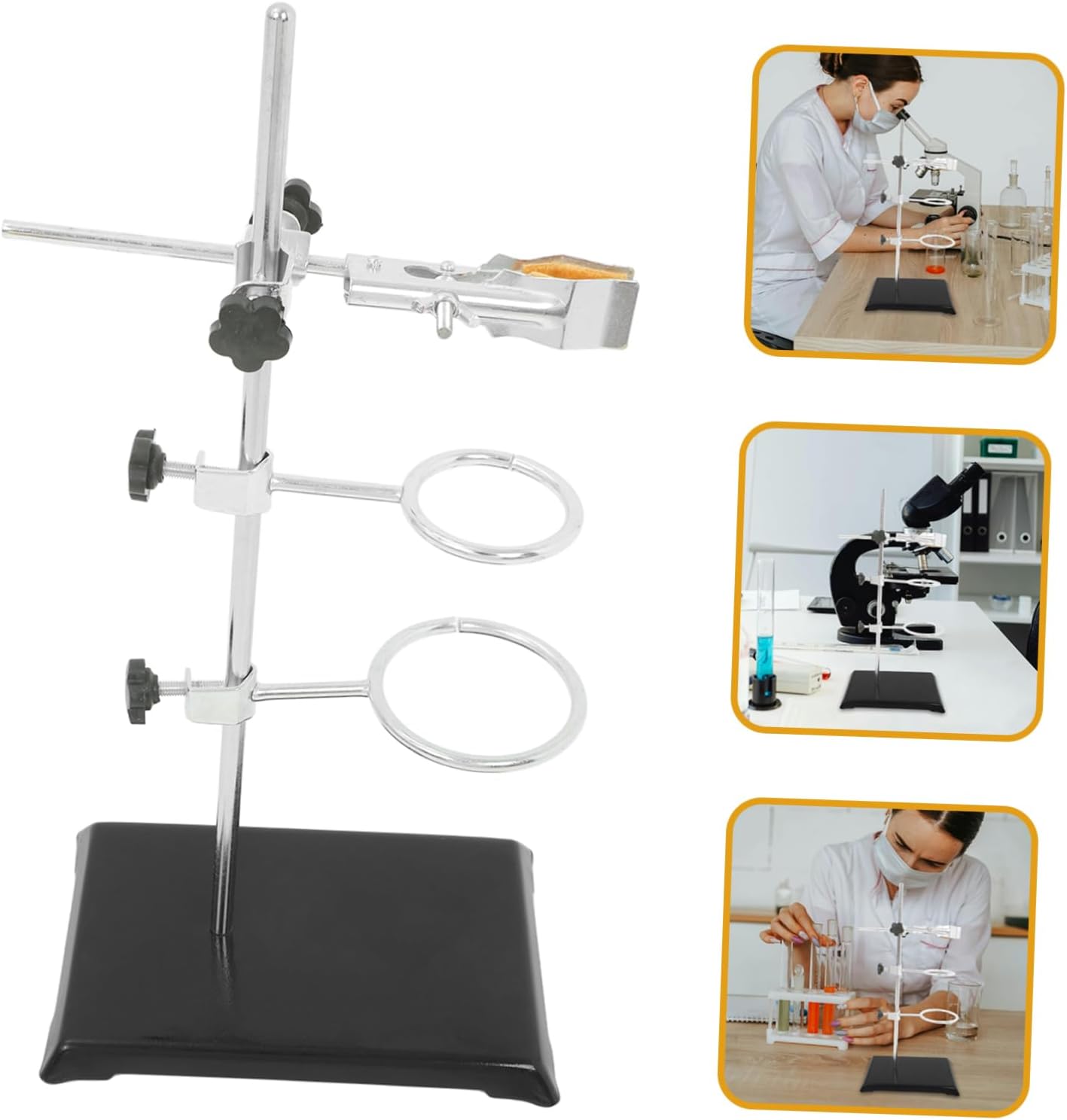 KICHOUSE Chemistry Lab Equipment Flask Stand Clamp Heavy Duty Base for Beakers Test Tubes Ring Stand