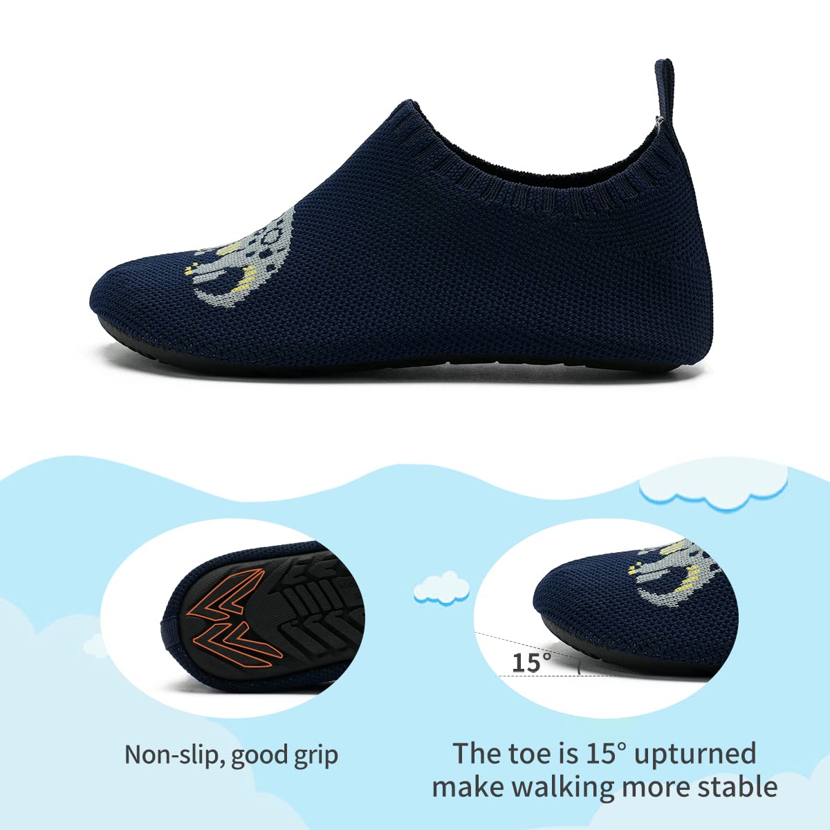 WateLves Pantofole per Bambini Unisex Scarpe a Magli Antiscivolo Ciabatte da Casa per danno la sensazione di camminare a piedi nudi Antiscivolo & Leggero