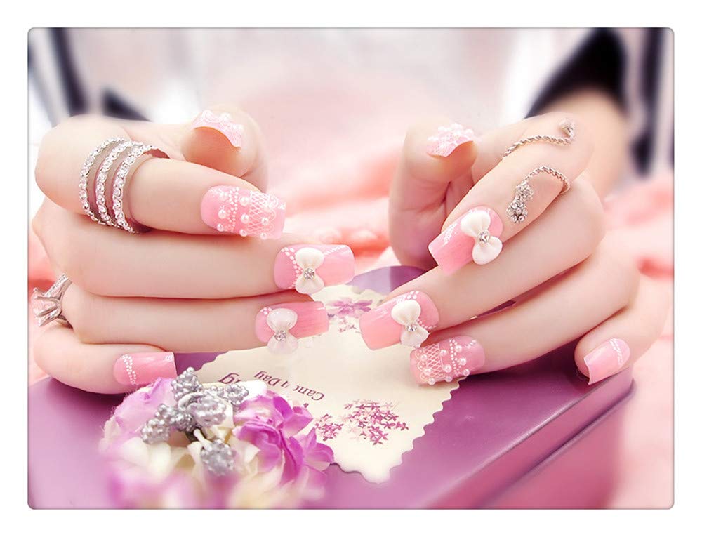Faux Ongles Fini Manucure En Boîte Faux Ongles Perle Fleur Mariée Manucure Patch Mariée Armure Costume