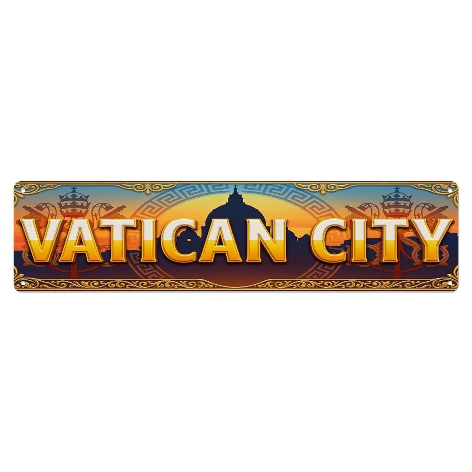 Xanthor Style Metal Tin Sign Vintage Vatican City Travel Flag Pattern