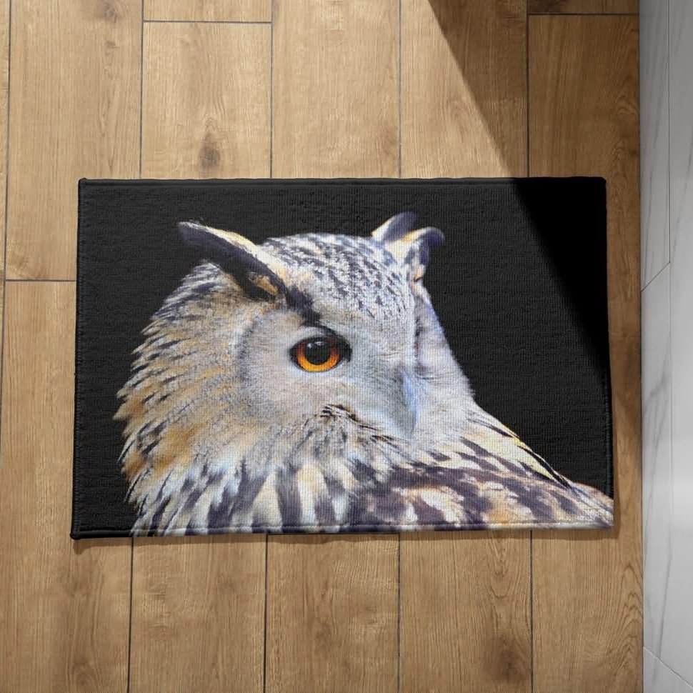 Tapis salle de bain hyper absorbant avec motif hibou déco cuisine