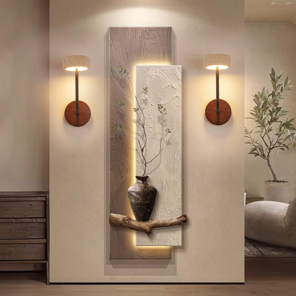 Flush Mount Yellow Travertine Wall Light, Industrial Style Single Head Lamp, Source Personality Sconce, Bedroom Hallway Dining Room Mounted Lighting Fixtures