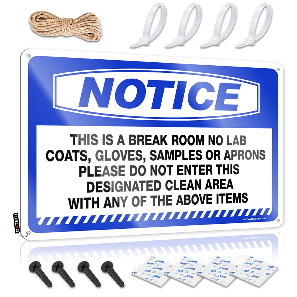 BRUNTELO Funny Signs Billiard Notice This Is A Break Room No Lab Coats, Gloves Tin Sign Metal Vintage Signs Metal Signs Vintage Funny
