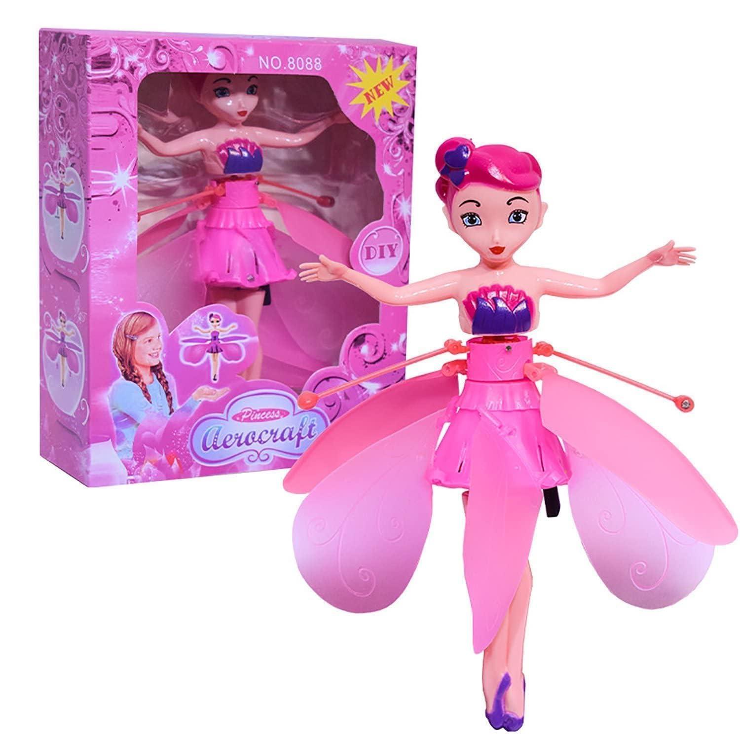 Magical Flying Fairy Doll, Hand Sensor Control, Sky Dancers Toy, Rainbow Glitter Flying Princess Indoor, Fairy Doll for Girls Boys Return Gift (Random Color)-image-28