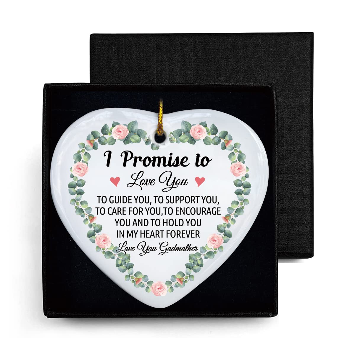 NTKIO I Promise to Love You Ceramic Ornament Keepsake Sign, Heart