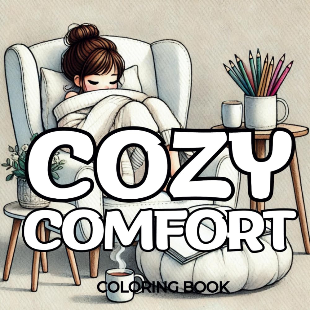 Cozy Comfort Coloring Book: Hygge-Inspired Cute Designs for Relaxation and Stress Relief for Adults and Teens