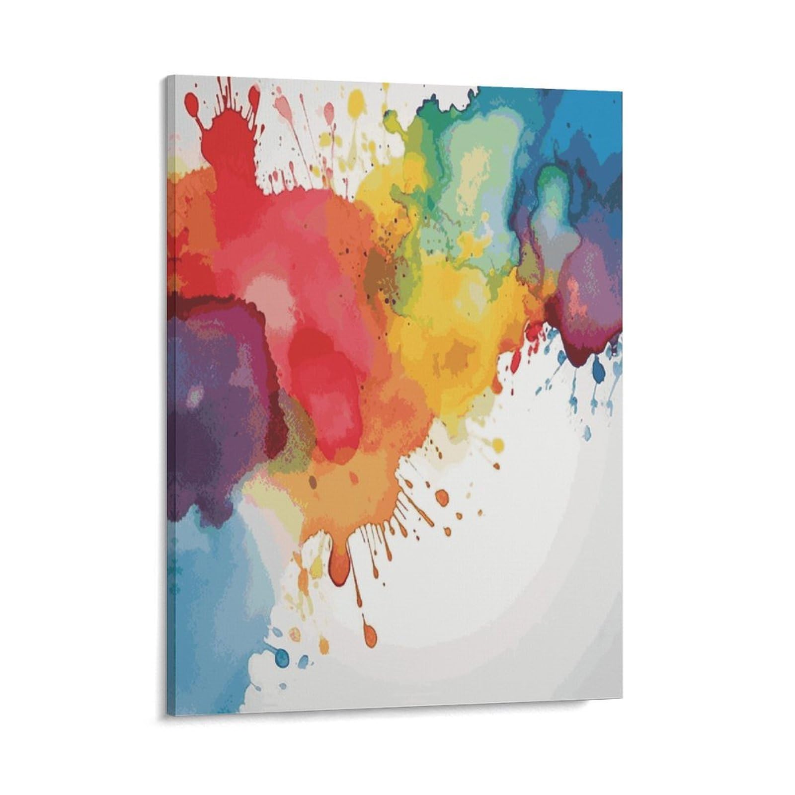 Adfgyerh Style Stains Of Watercolor Paint Splatters Wall Art Framed,Canvas Prints Ready To Hang Home Decor,Canvas Wall Art For Living Room Hallway Office Wall Decor 16X20inch(41X51cm)