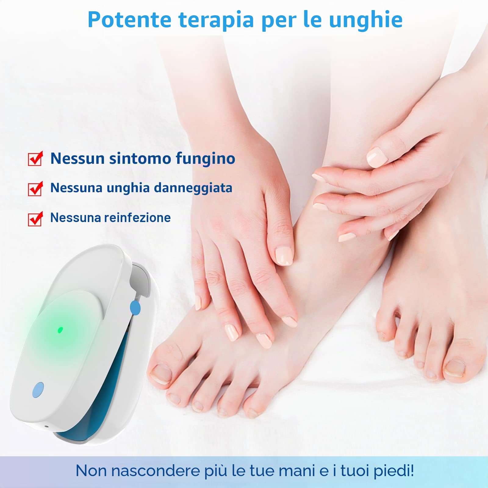iKeener Smalto Trattamento Funghi Delle Unghie,Dispositivo Portatile Terapia Laser Freddo Pulizia Delle Unghie,Forniture Ricaricabili Cura Dita,Dei Piedi,Domestico,Indolore,Cura Dell'onicomicosi