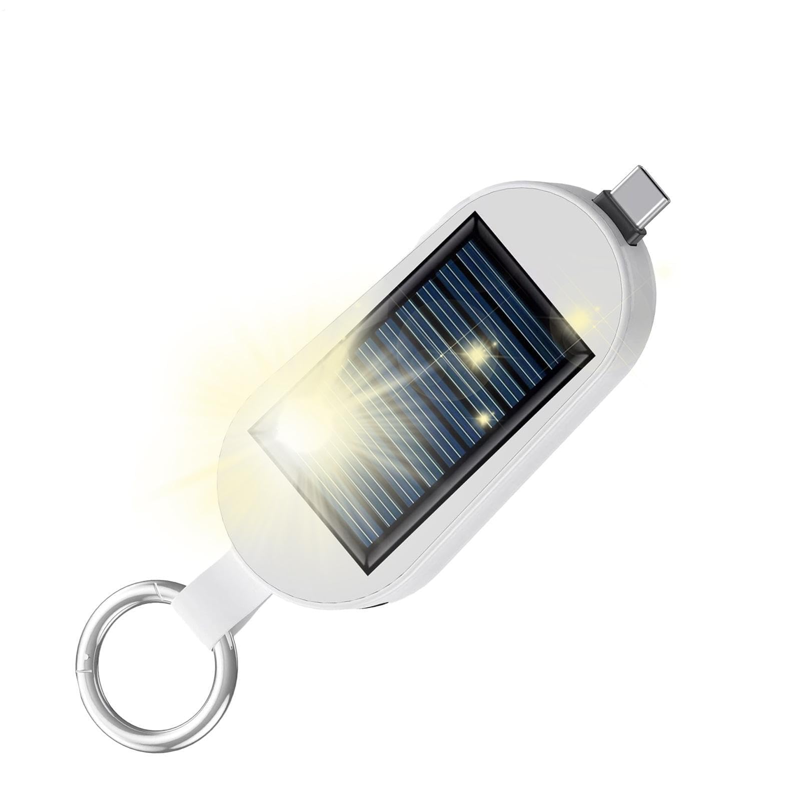 Chargeur de téléphone solaire – 3000 mAh Type C Banque portable avec porte-clés | Charge pour montre sans fil | 11 x 7,8 x 3,6 cm | Chargeur de voyage compact à énergie solaire pour camping en plein