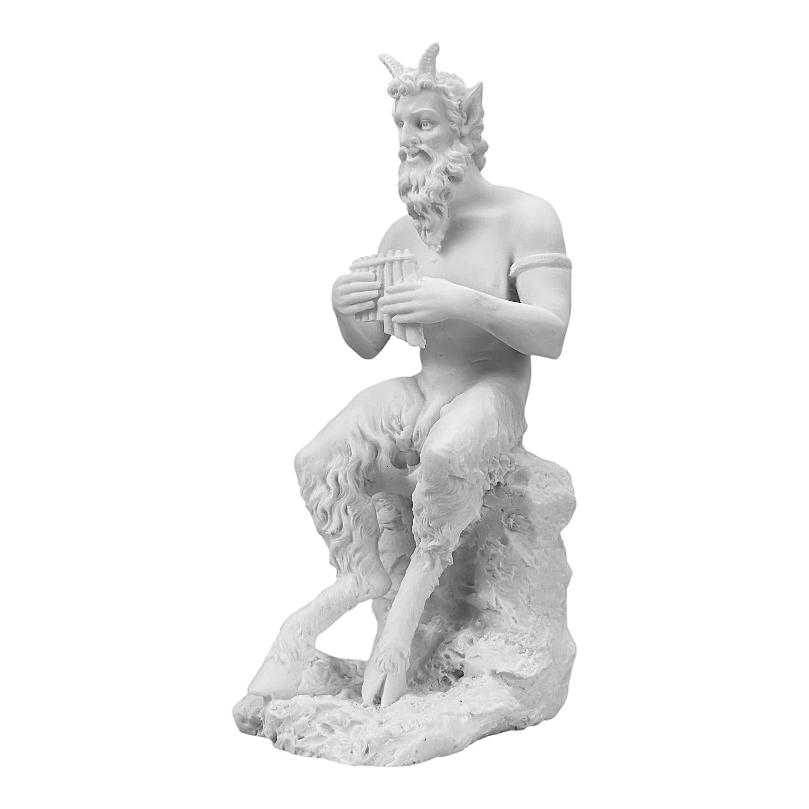 Pan Griechischer Gott Satyr Figur spielt Flöte - handgefertigte griechische Mythologie Statue - gegossene Marmorskulptur