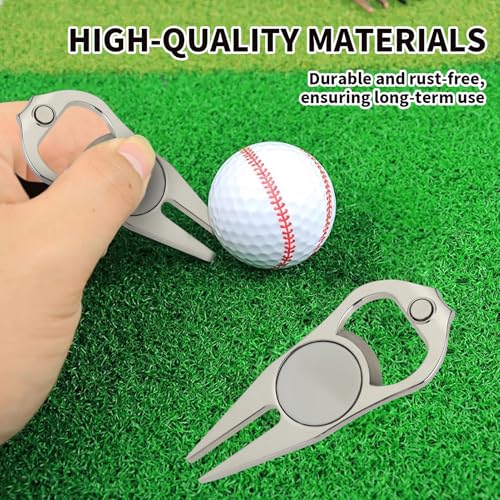 Vidsmow Golf Unisex Double Prong Pitchgabel mit herausnehmbarem Marker, Ergonomisches Werkzeug zur Pflege von Pitchmarken auf dem Golfplatz, Triple-Track-Technologie, ideal für Golfer