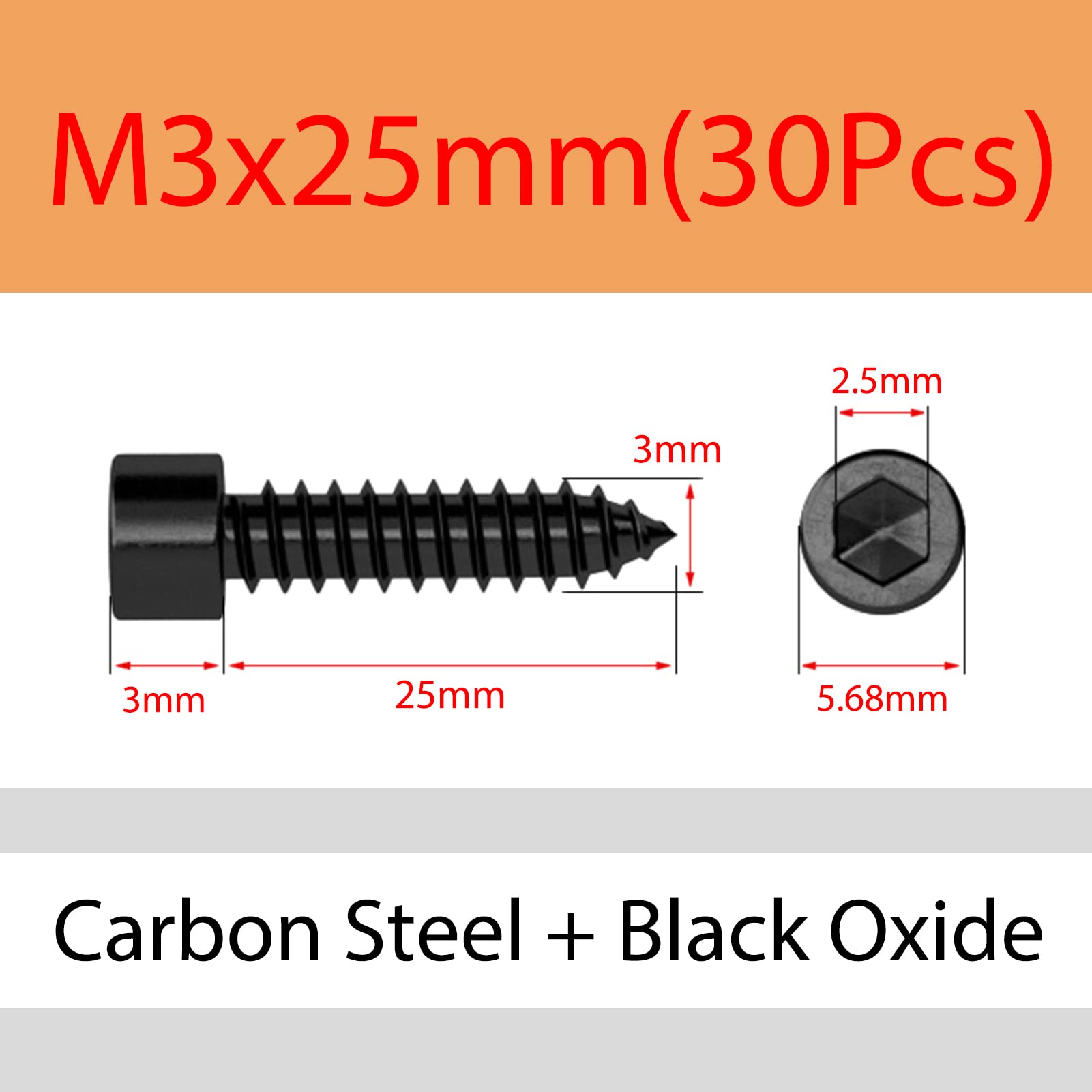MOOPW Speaker Self Tapping Screws - Level 8.8 Carbon Steel Cylindrical Head Socket Cap Trumpet Machine Wood Screw M3 M4 M5 M6
