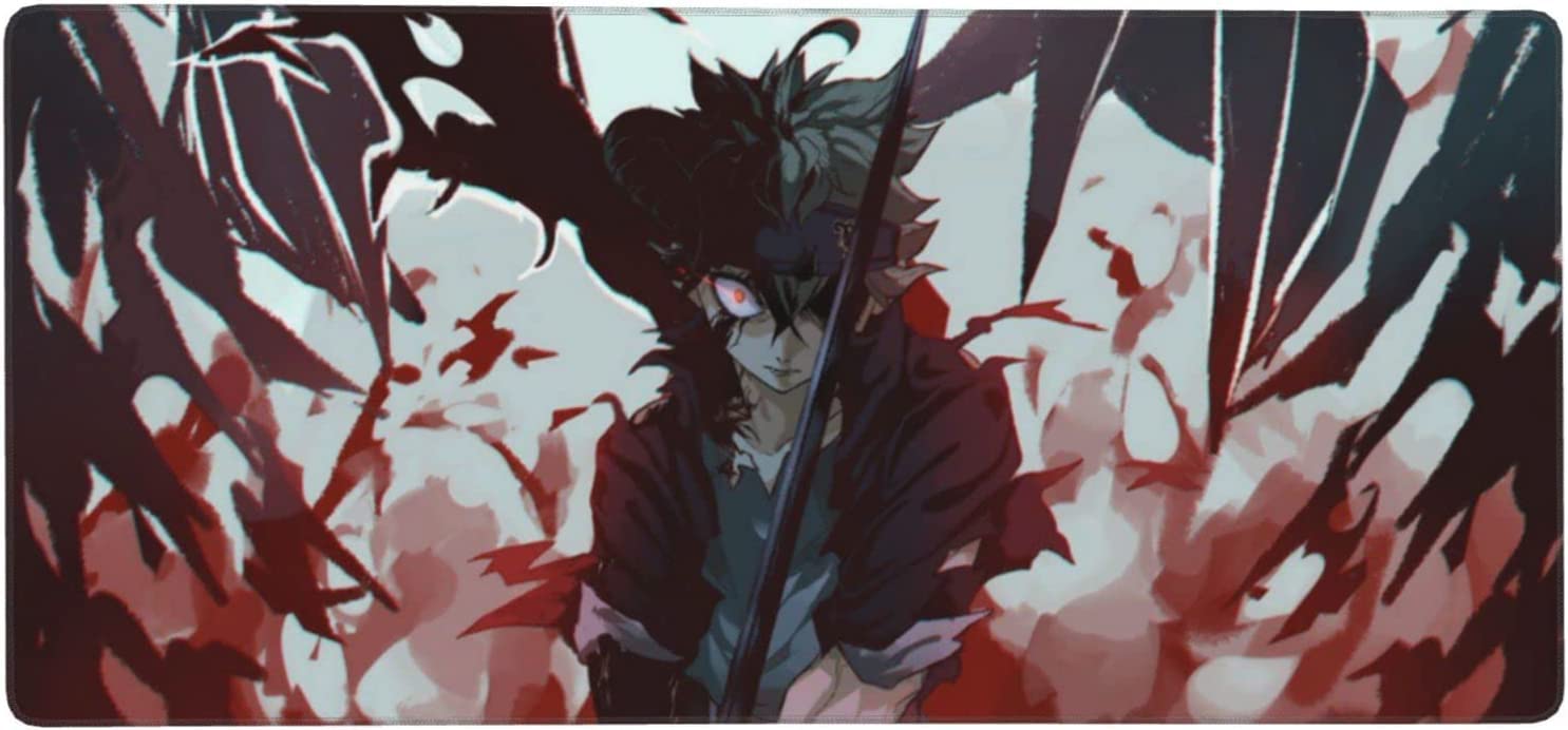 Black Clover Oversized Gaming Mouse Pad Non-Slip Rubber Keyboard Mat with Stitched Edges for Computer, Laptop, E-Sports (60cm*30cm)