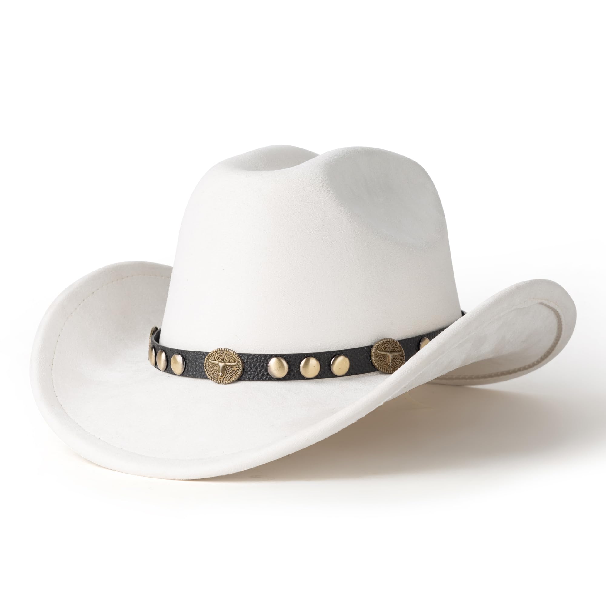 Gossifan Western Cowboy Hat for Men Women Wide Brim Suede Cattleman Cowgril Hats