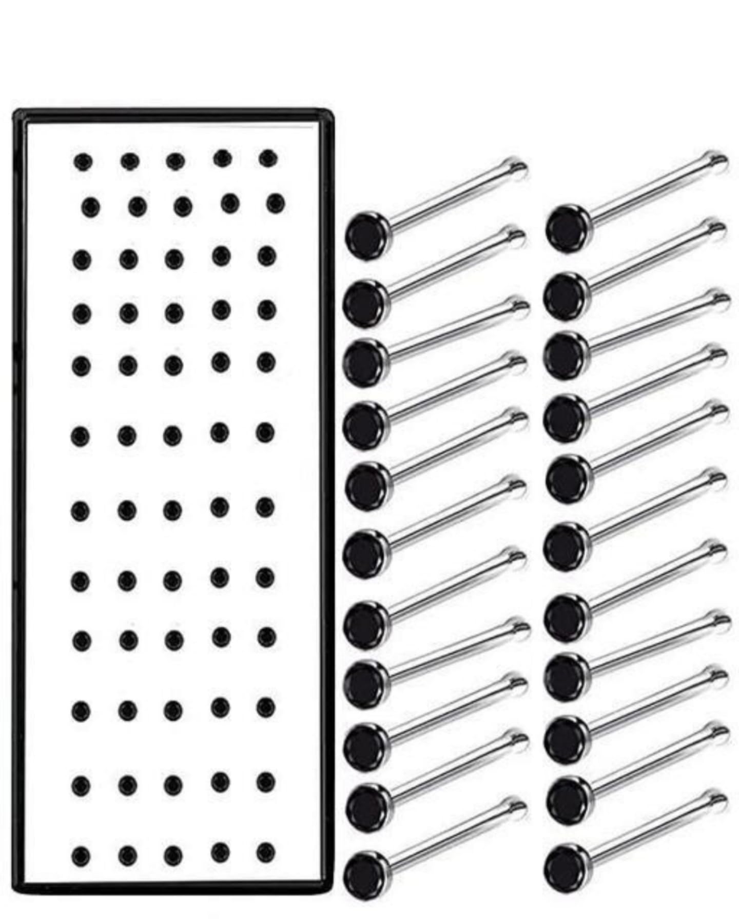 QVEEN 40PCS Metal 1mm Nose Ring Pins Body Piercing Jewellery Nose Stud For Girls & women (black) (B0CBZ3P1LC) Amazon Price History, Amazon Price Tracker