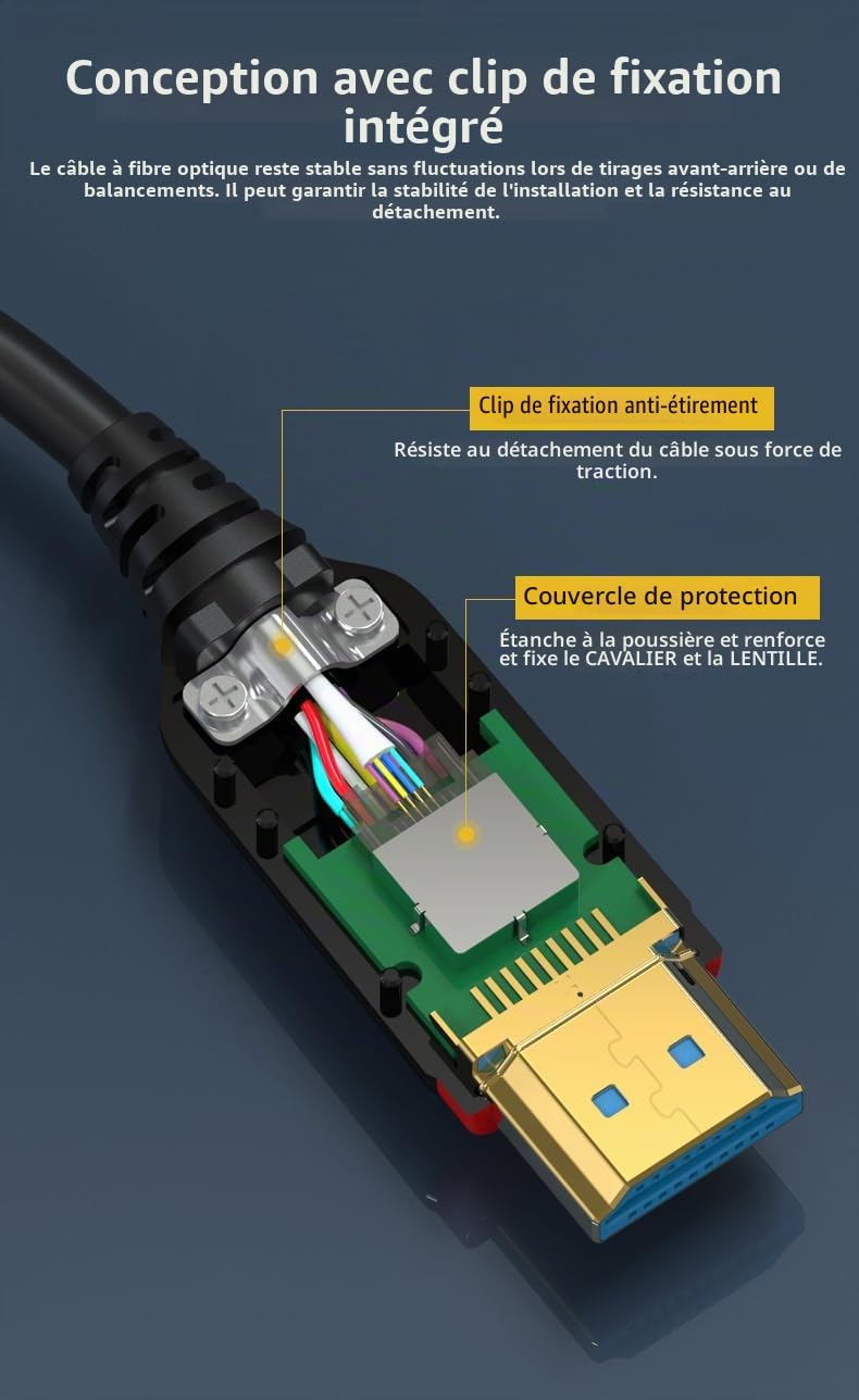 PremiumCord 8K Câble à Fibre Optique HDMI 2.1, Ultra High Speed 48 Gbit/s, 3D, EDID, ARC, HDR, Résolution 8K@60Hz 4320p, 4K@240Hz, Compatible PS5, Xbox X, PC, TV, Noir/Rouge, Longueur 30 m